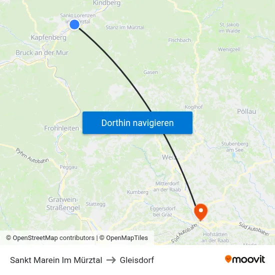 Sankt Marein Im Mürztal to Gleisdorf map