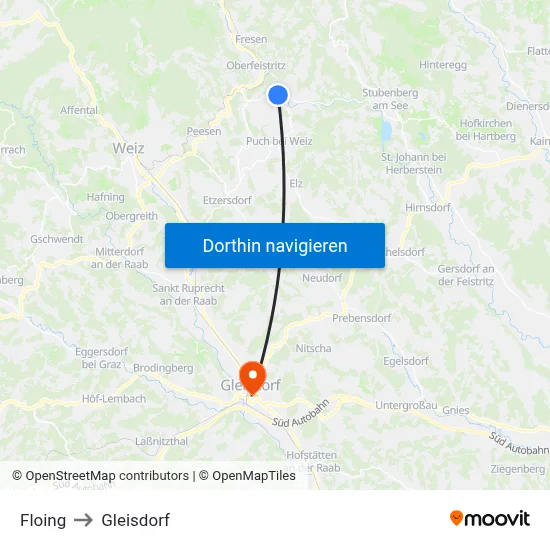 Floing to Gleisdorf map