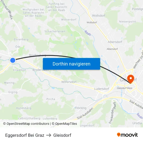 Eggersdorf Bei Graz to Gleisdorf map