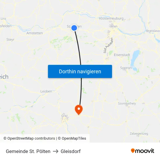 Gemeinde St. Pölten to Gleisdorf map