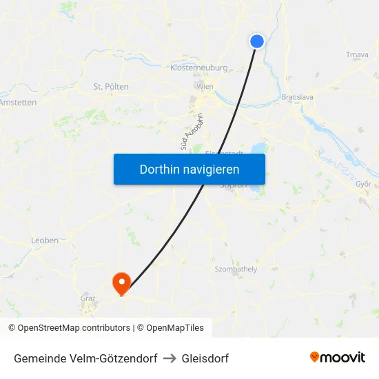 Gemeinde Velm-Götzendorf to Gleisdorf map