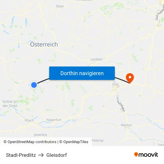 Stadl-Predlitz to Gleisdorf map