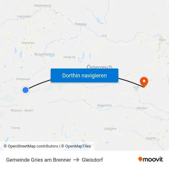 Gemeinde Gries am Brenner to Gleisdorf map