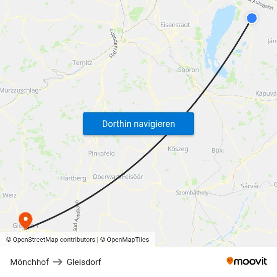 Mönchhof to Gleisdorf map