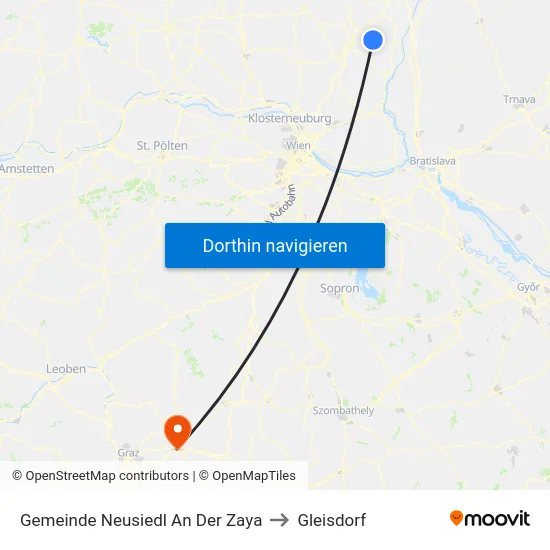 Gemeinde Neusiedl An Der Zaya to Gleisdorf map