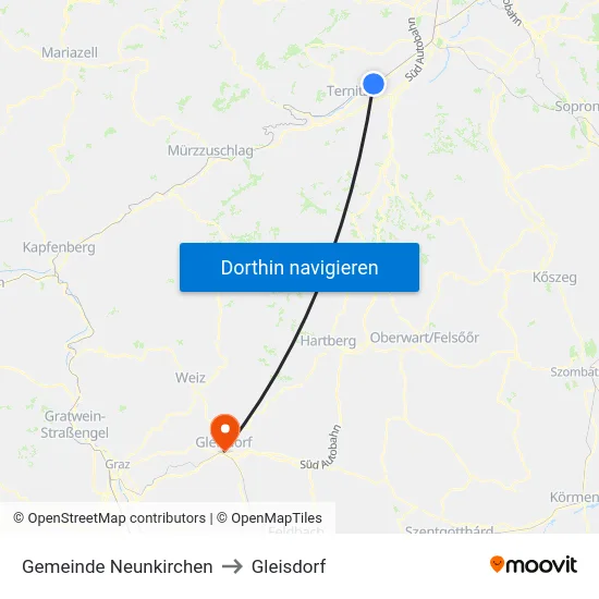Gemeinde Neunkirchen to Gleisdorf map