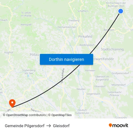 Gemeinde Pilgersdorf to Gleisdorf map