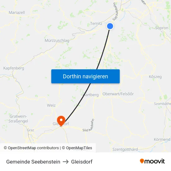 Gemeinde Seebenstein to Gleisdorf map