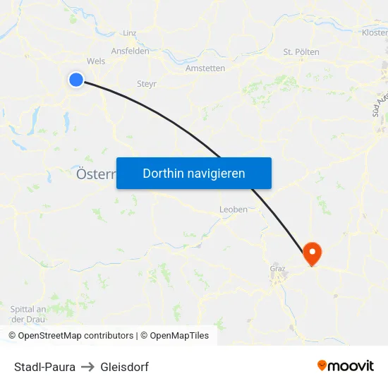 Stadl-Paura to Gleisdorf map