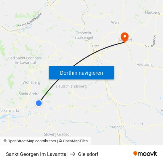 Sankt Georgen Im Lavanttal to Gleisdorf map