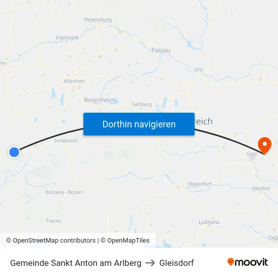 Gemeinde Sankt Anton am Arlberg to Gleisdorf map