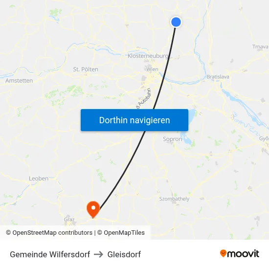 Gemeinde Wilfersdorf to Gleisdorf map
