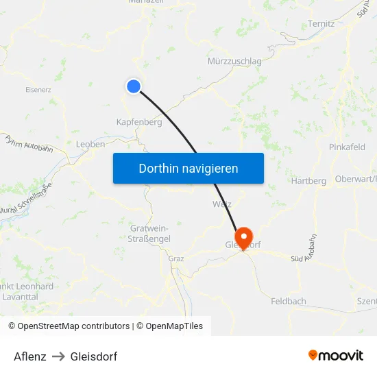 Aflenz to Gleisdorf map