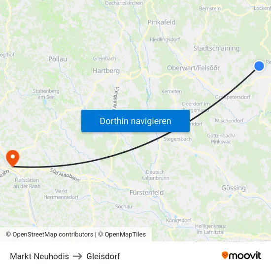 Markt Neuhodis to Gleisdorf map