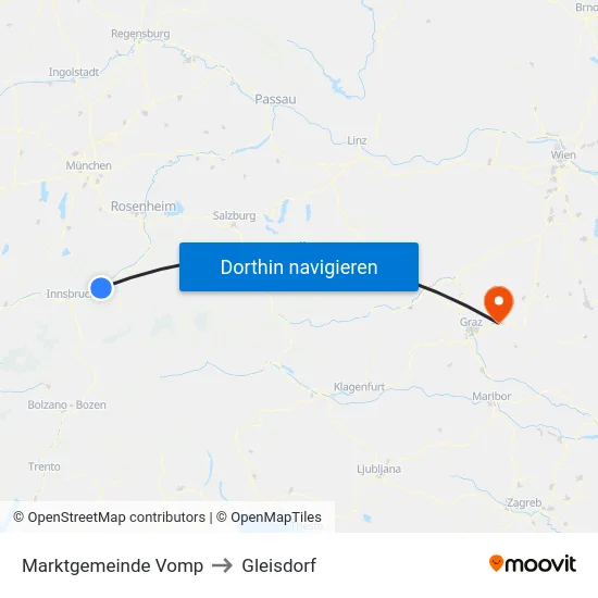 Marktgemeinde Vomp to Gleisdorf map