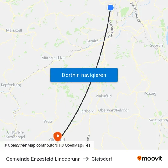 Gemeinde Enzesfeld-Lindabrunn to Gleisdorf map