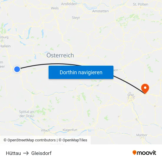 Hüttau to Gleisdorf map