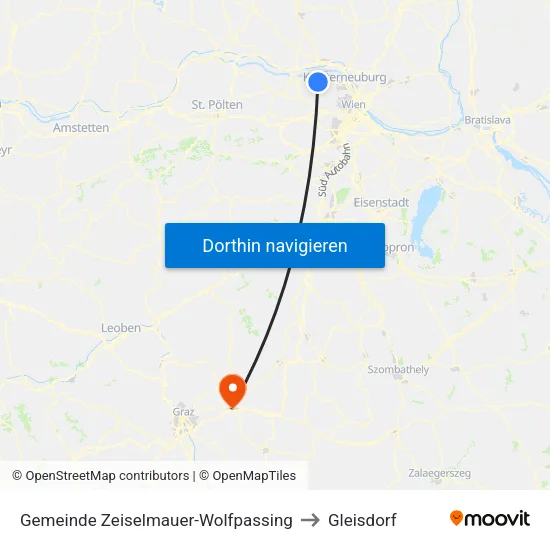 Gemeinde Zeiselmauer-Wolfpassing to Gleisdorf map