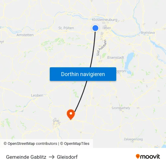 Gemeinde Gablitz to Gleisdorf map