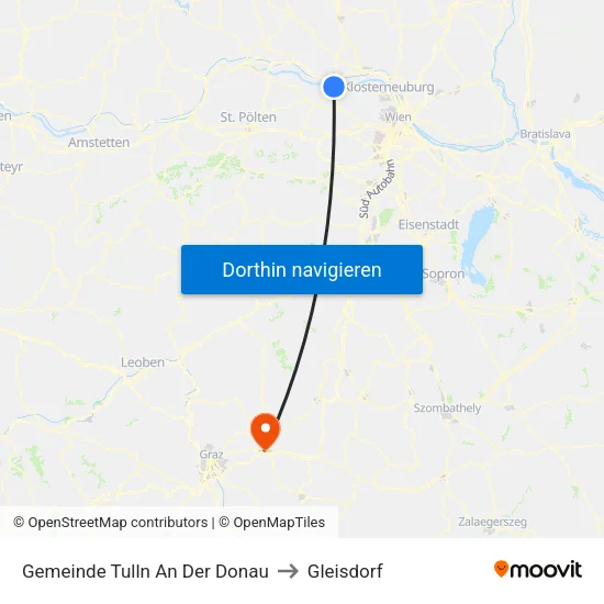 Gemeinde Tulln An Der Donau to Gleisdorf map