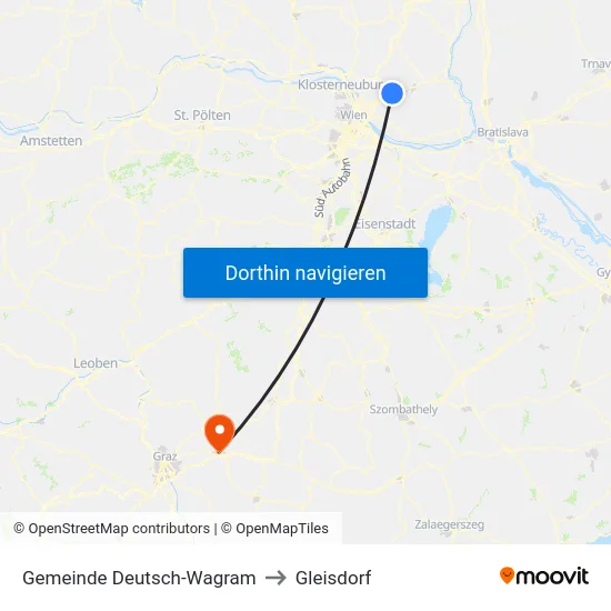Gemeinde Deutsch-Wagram to Gleisdorf map