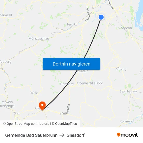 Gemeinde Bad Sauerbrunn to Gleisdorf map