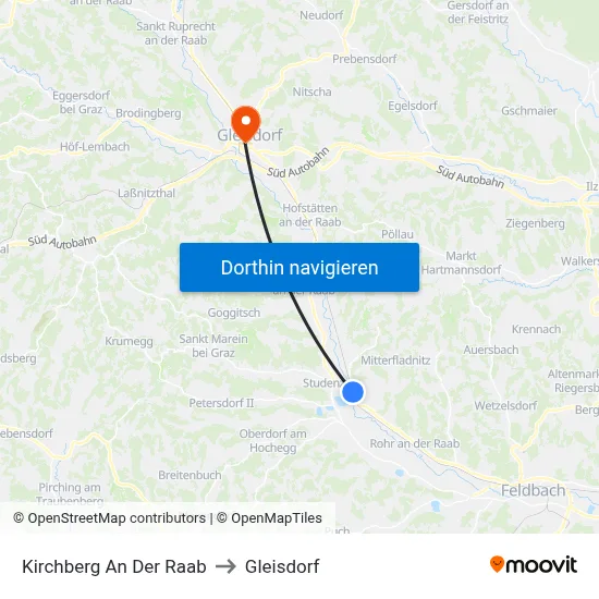 Kirchberg An Der Raab to Gleisdorf map