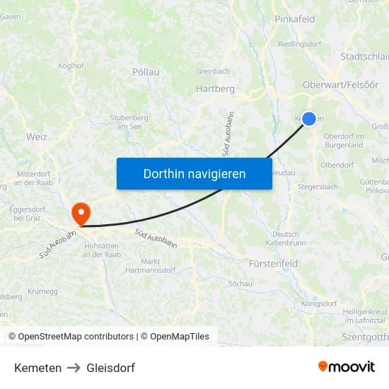 Kemeten to Gleisdorf map