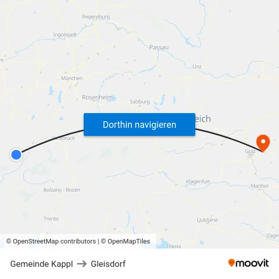 Gemeinde Kappl to Gleisdorf map