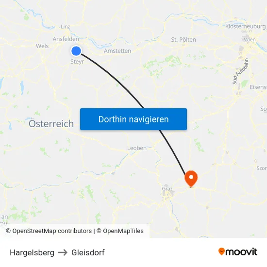 Hargelsberg to Gleisdorf map
