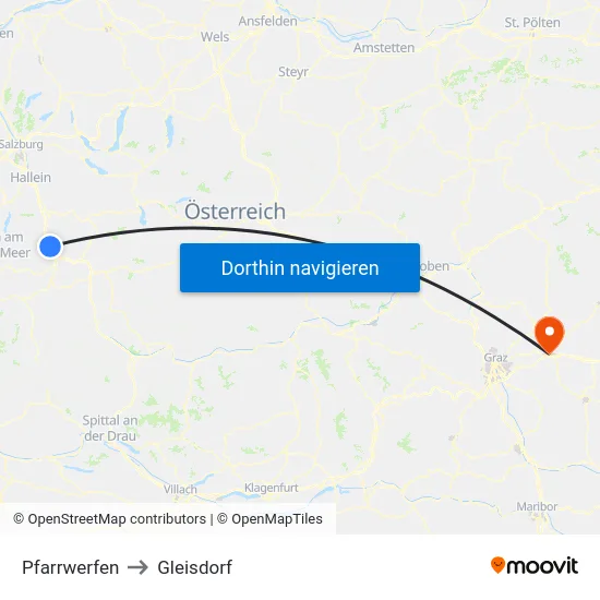 Pfarrwerfen to Gleisdorf map