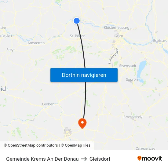 Gemeinde Krems An Der Donau to Gleisdorf map
