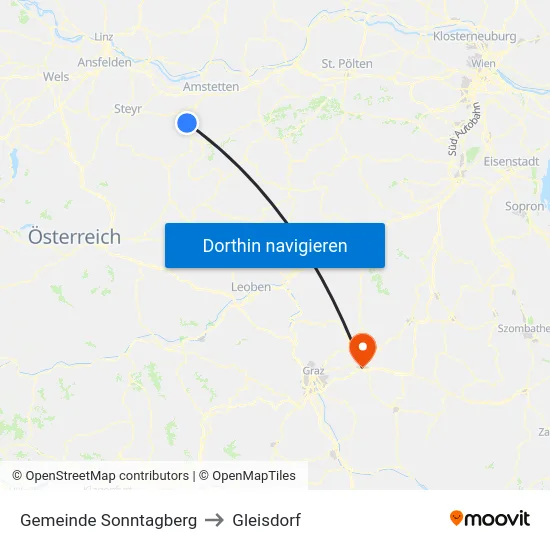 Gemeinde Sonntagberg to Gleisdorf map