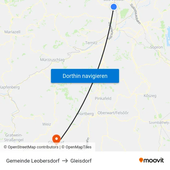 Gemeinde Leobersdorf to Gleisdorf map