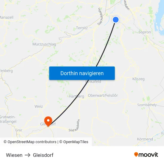 Wiesen to Gleisdorf map