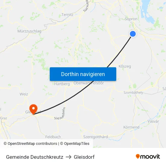 Gemeinde Deutschkreutz to Gleisdorf map