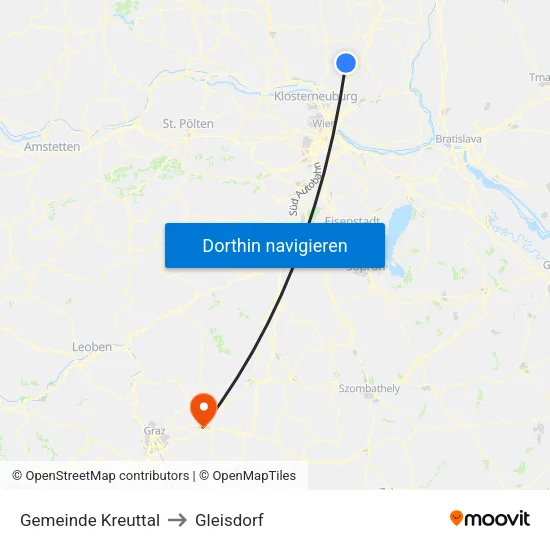 Gemeinde Kreuttal to Gleisdorf map