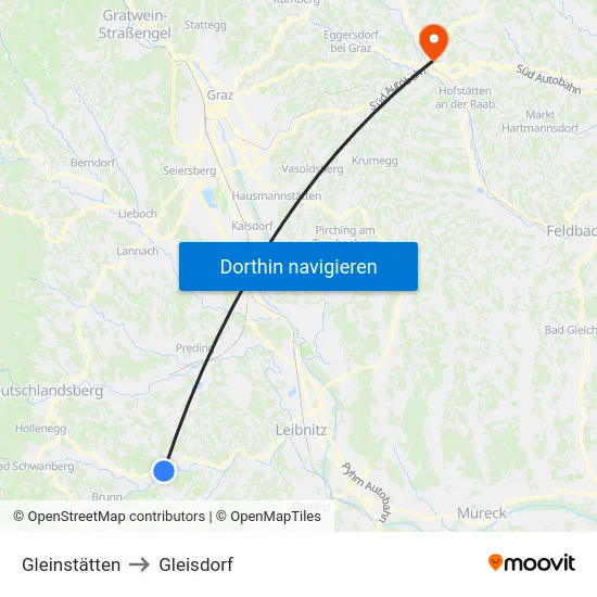 Gleinstätten to Gleisdorf map