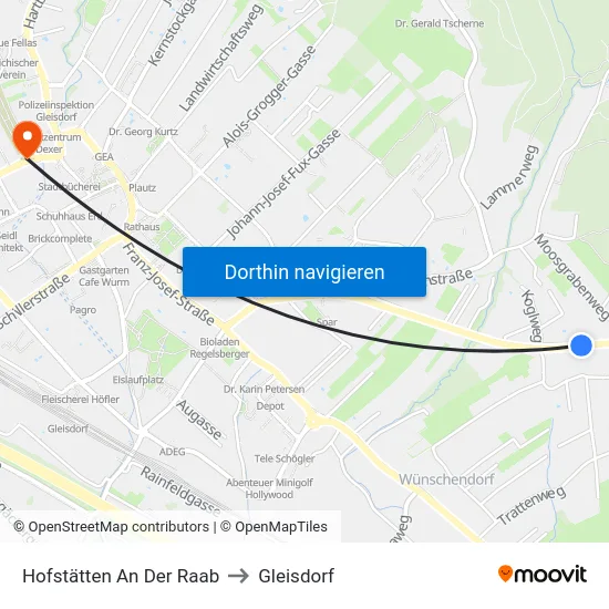 Hofstätten An Der Raab to Gleisdorf map