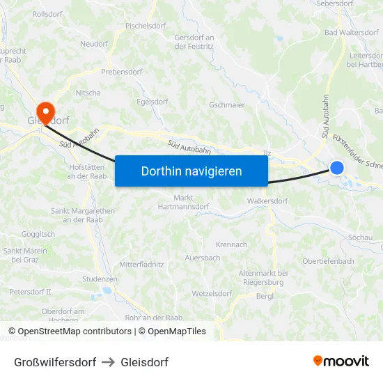 Großwilfersdorf to Gleisdorf map