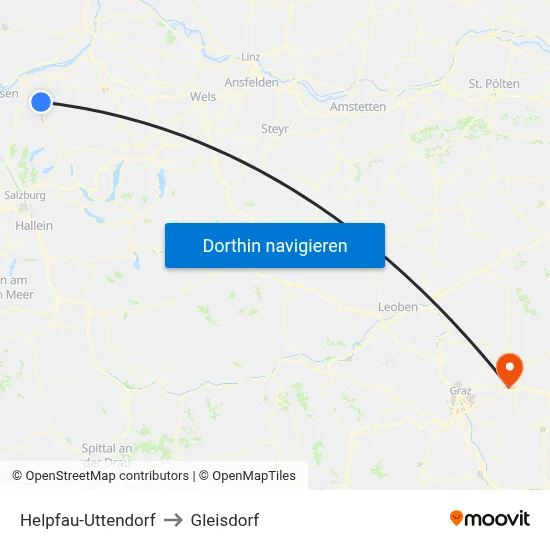 Helpfau-Uttendorf to Gleisdorf map