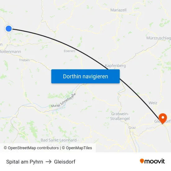 Spital am Pyhrn to Gleisdorf map