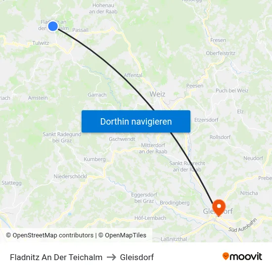 Fladnitz An Der Teichalm to Gleisdorf map
