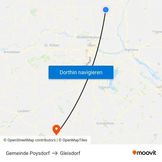 Gemeinde Poysdorf to Gleisdorf map