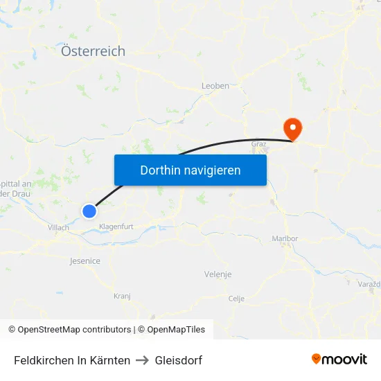 Feldkirchen In Kärnten to Gleisdorf map