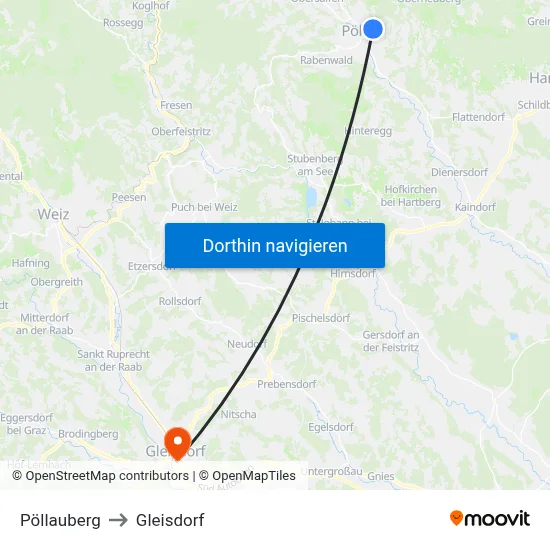 Pöllauberg to Gleisdorf map