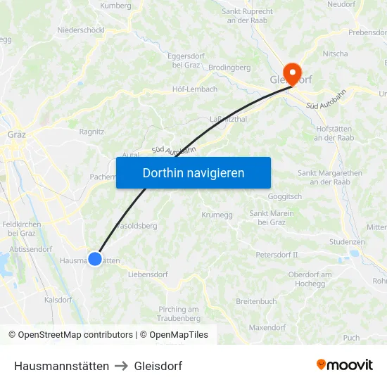 Hausmannstätten to Gleisdorf map