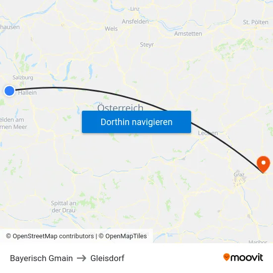 Bayerisch Gmain to Gleisdorf map
