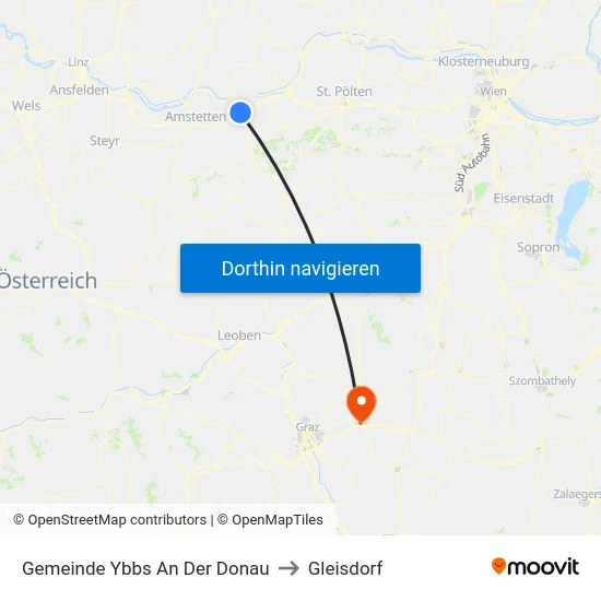 Gemeinde Ybbs An Der Donau to Gleisdorf map