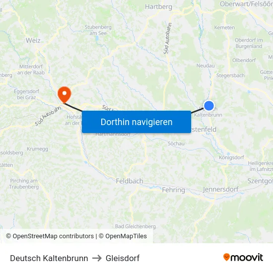 Deutsch Kaltenbrunn to Gleisdorf map